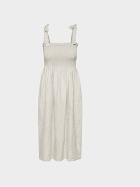 Arizia linen Tie-Strap Midi Dress in Light Beige
